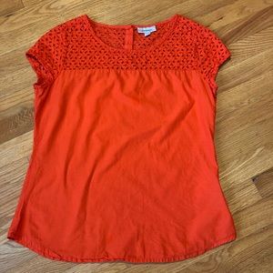 Orange / rust eyelet detail top